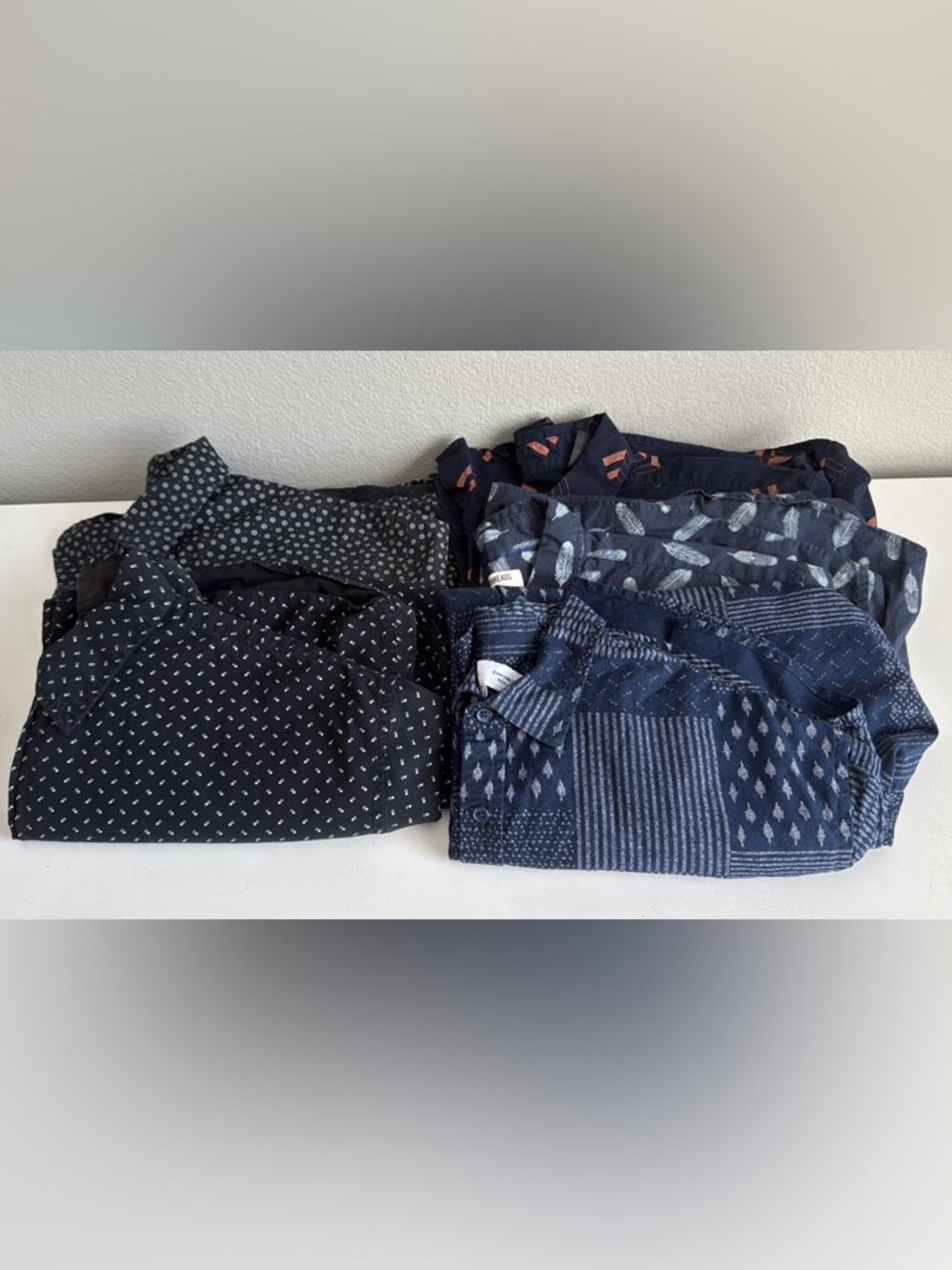 Lot Of 5 Black/Navy Patterned XXL Button Down Shirts